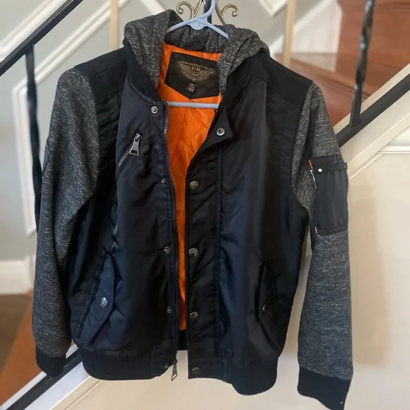Urban republic hooded varsity jacket